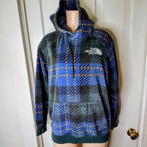 The North Face Blue and Gray Plaid Hoodie